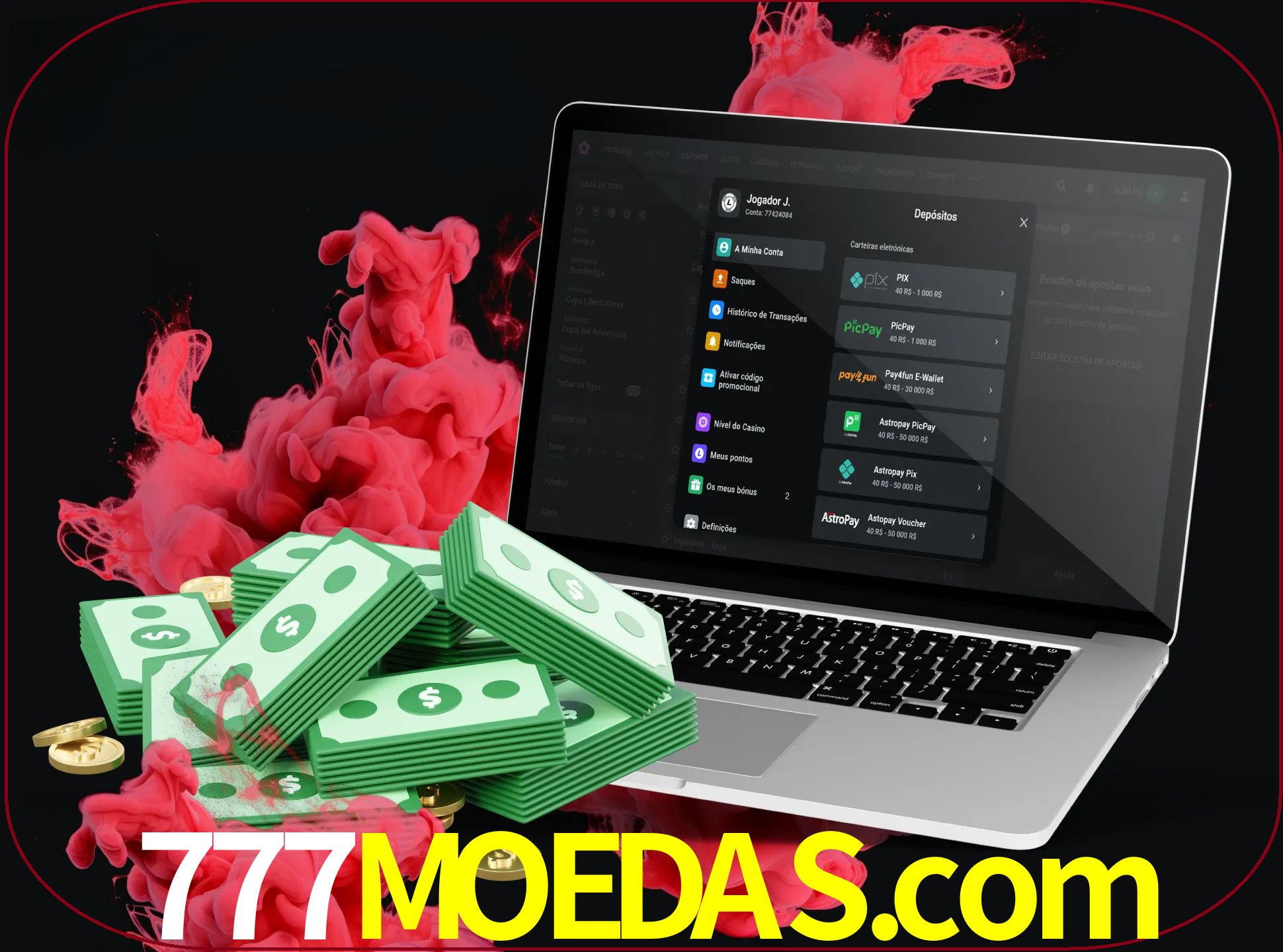 Para efetuar um depósito na sua conta 777moedas, basta escolher o método de depósito e especificar o montante.