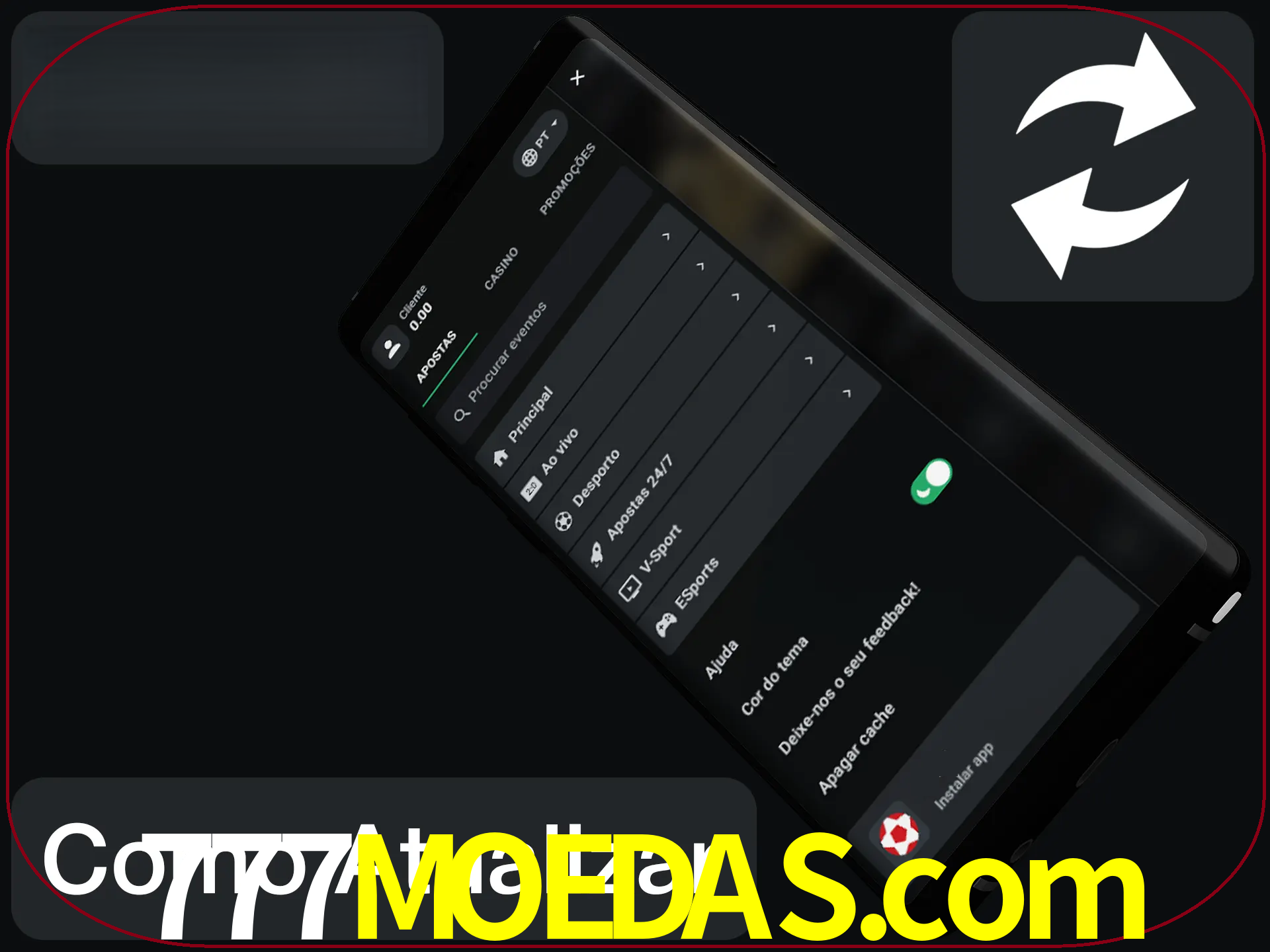 O aplicativo é atualizado automaticamente quando você faz o login.