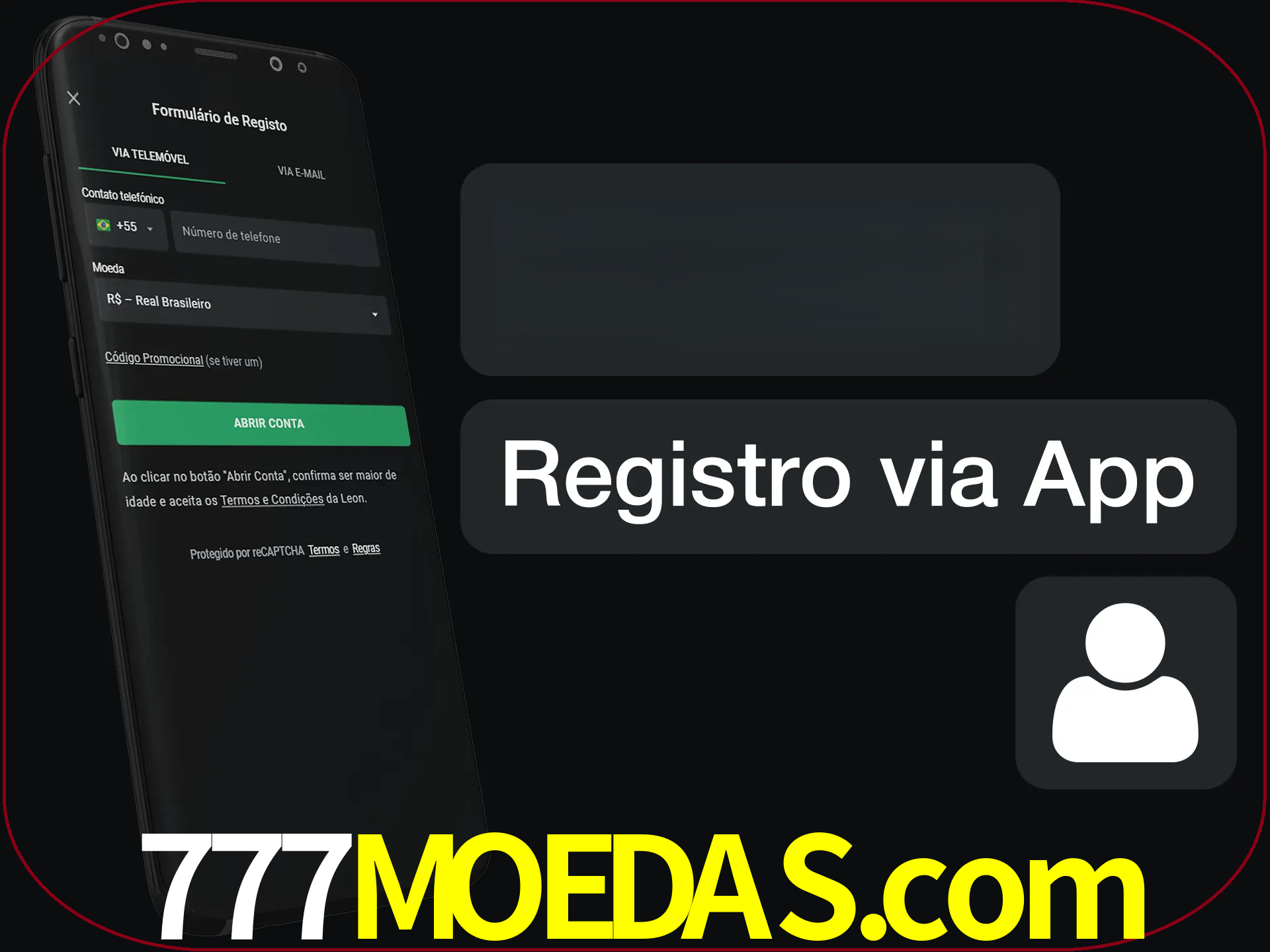 Registre-se com duas etapas usando o aplicativo.