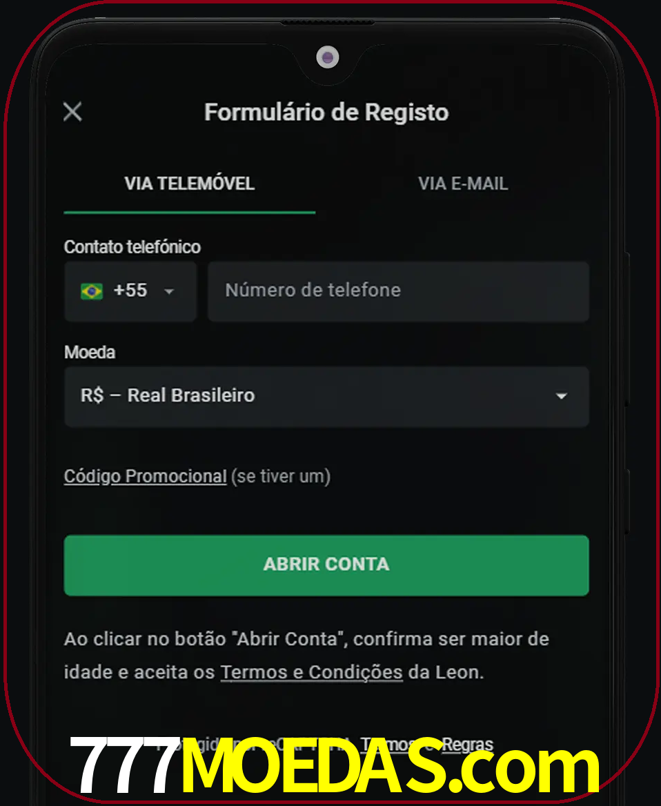 Abra o aplicativo e inicie o processo de registro.